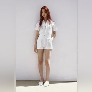 Zara Soft Denim Short Sleeve Romper Size L